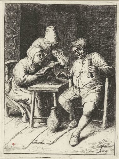 Violin Player with a Couple at a Table