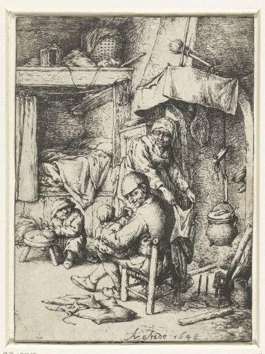 Father with a Child on his Lap in an Interior