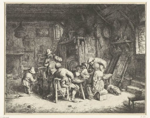 Peasants at a meal in an inn