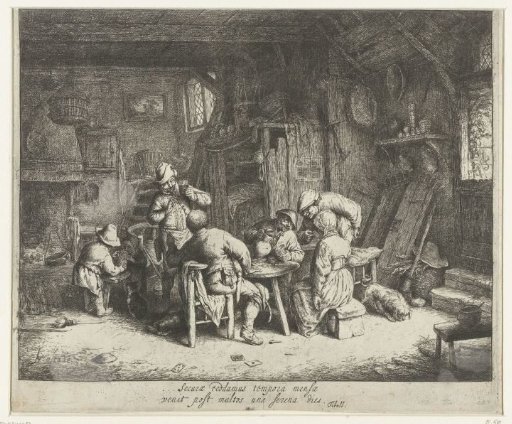Peasants at a meal in an inn