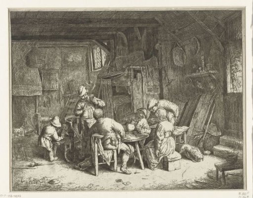 Peasants at a meal in an inn