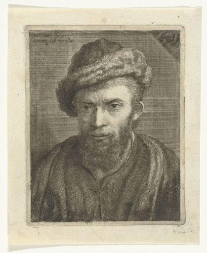 Head of a man with a fur cap