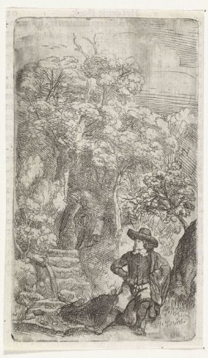 Three men in a garden
