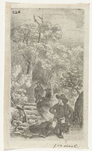 Three men in a garden
