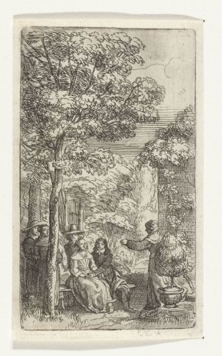 Lovers sitting in a garden