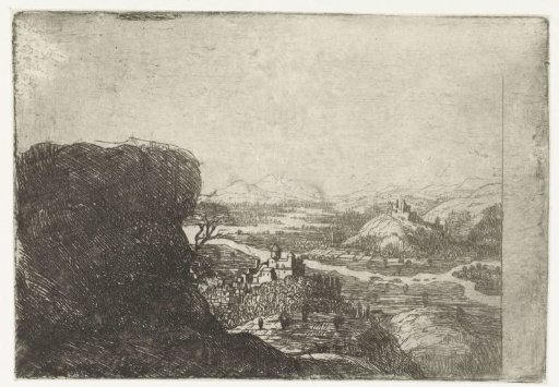 River Landscape with Rock and Two Castles