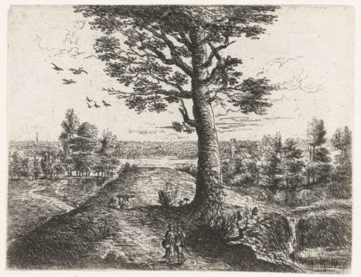 Landscape with a walking couple