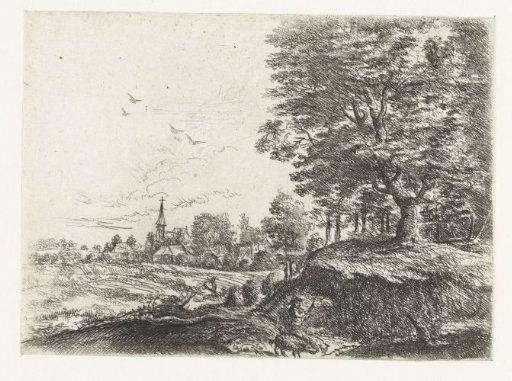 Landscape with a man and pigs