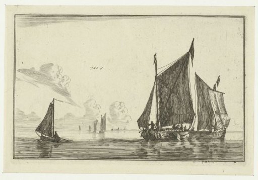Three sailing ships on calm water