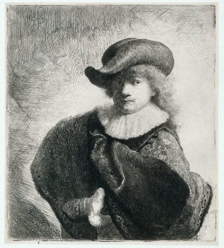 Self-portrait in a Soft Hat and Patterned Cloak