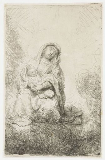 The Virgin and Child in the clouds