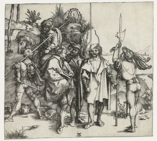 Five Soldiers and an Oriental Rider