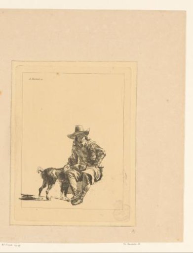 Seated man with a dog