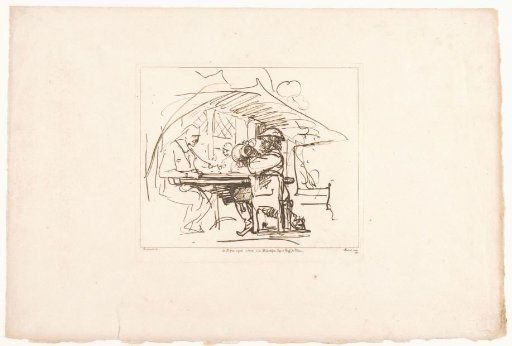 Two men at a table, one of them with a jug
