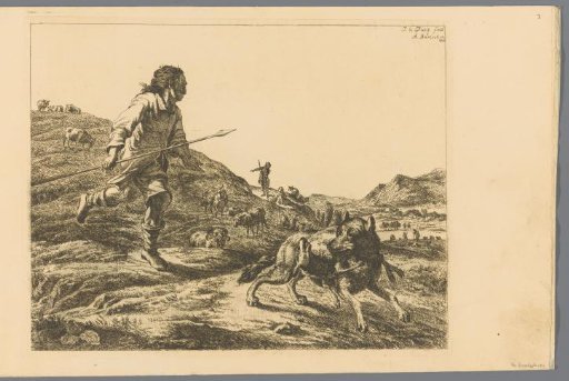 Shepherd Chasing a Wolf