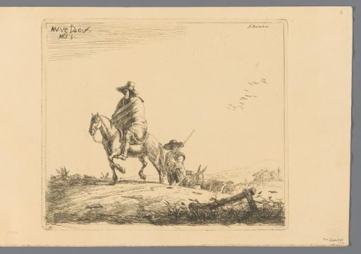 Rider and Shepherds with Livestock on a Sandy Road
