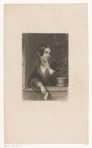 Woman at an open window with a letter in her hand