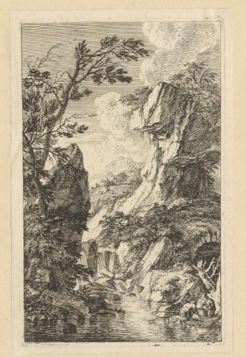 Rocky landscape with two fishermen