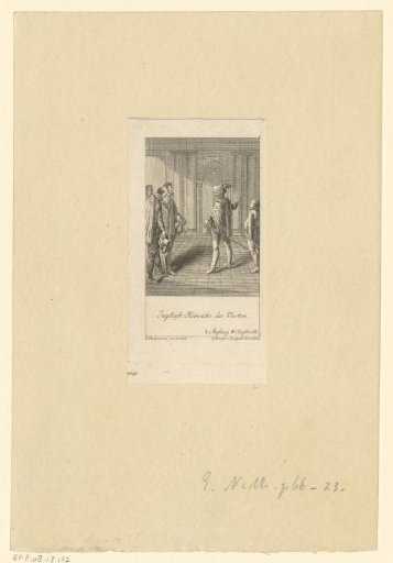 Henry IV in hunting costume with nobles in a hall