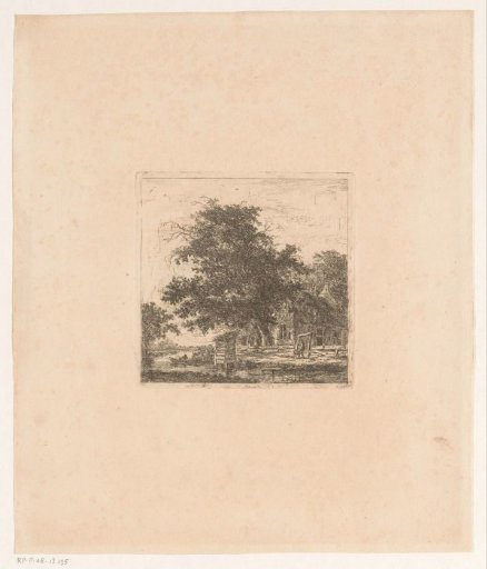 Landscape with a house and a fisherman in a boat