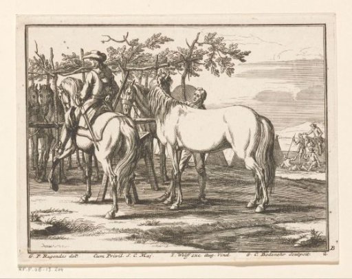 Cavalryman at a horse resting place