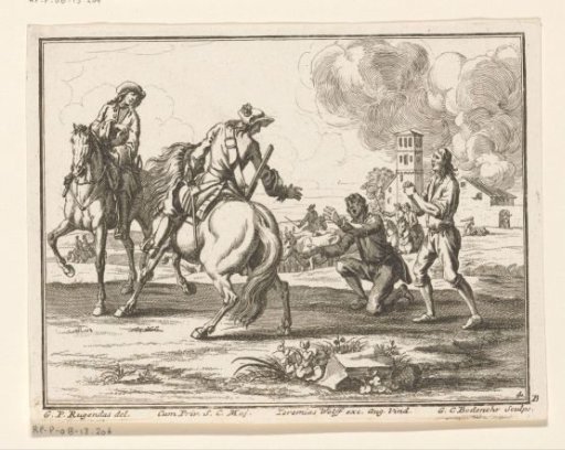 Cavalrymen seizing livestock