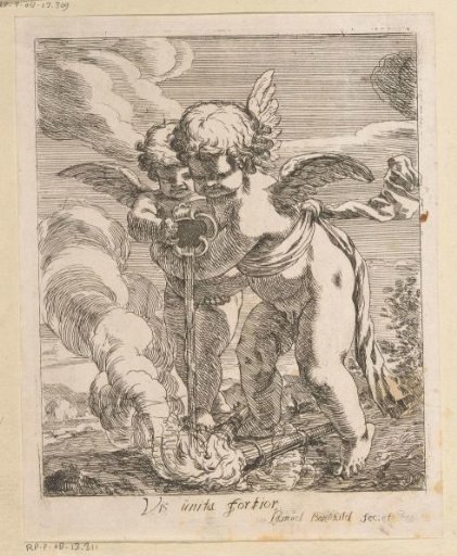 Two putti extinguishing torches
