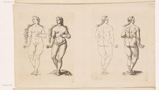 Female nude, front view and back view