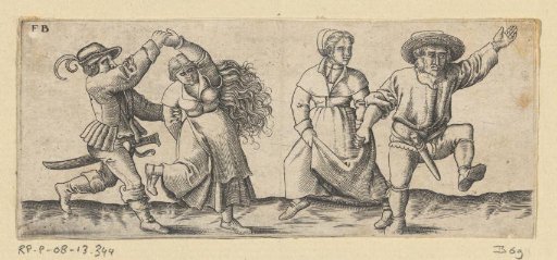 Two dancing peasant couples