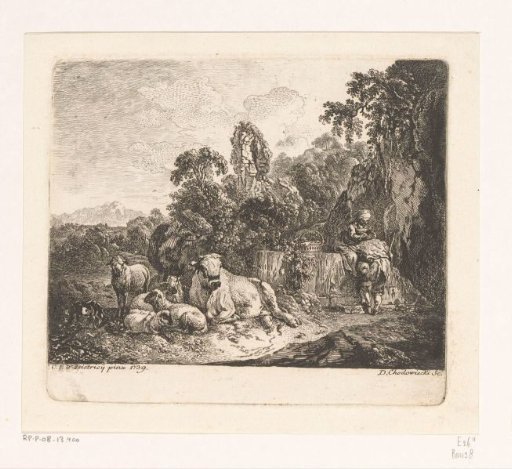 Shepherd and shepherdess with cattle