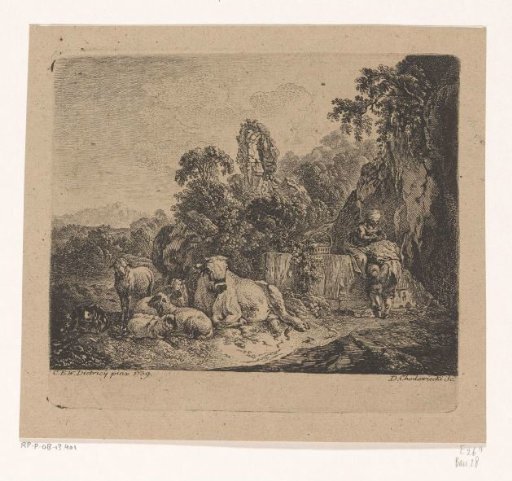 Shepherd and shepherdess with cattle