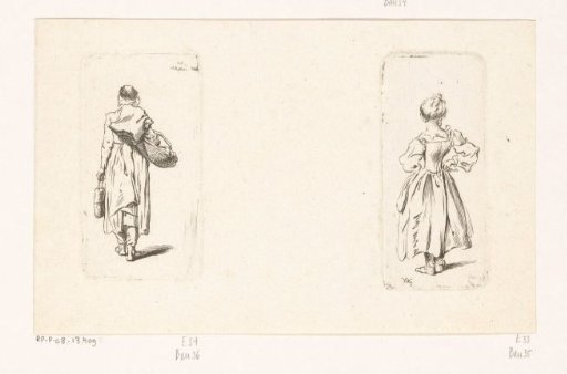 Young girl seen from behind and a peasant woman seen from behind