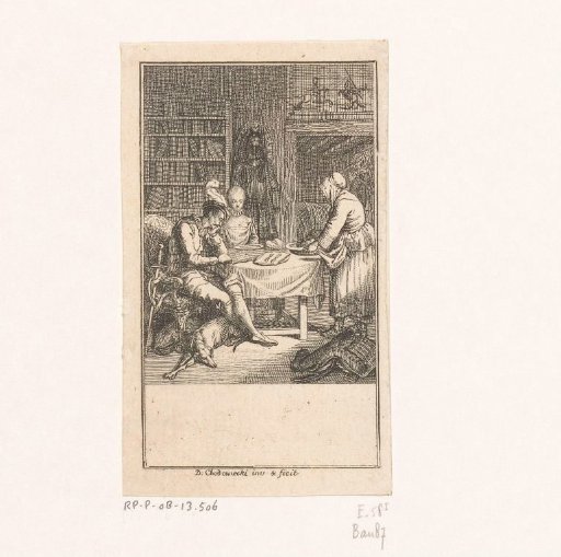 Don Quixote reading in a chivalric romance