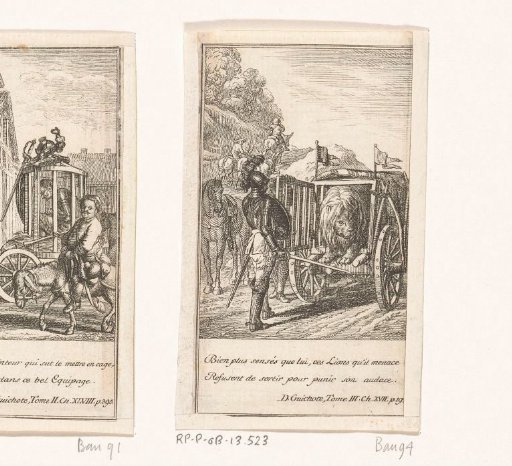 Don Quixote and the lion cart