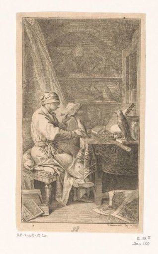 Ornithologist in his study