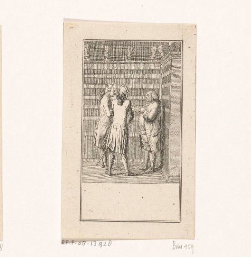 Three men in a library