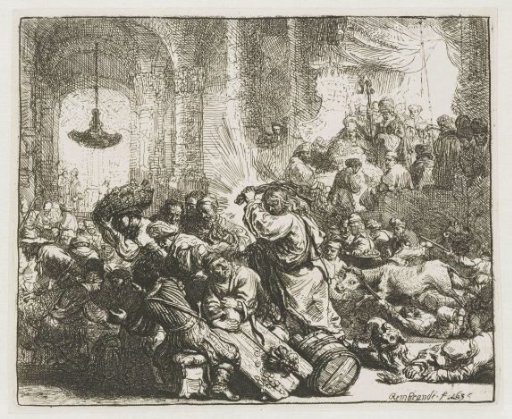 Christ driving the money changers from the temple