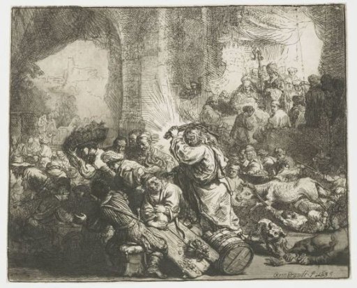Christ driving the money changers from the temple