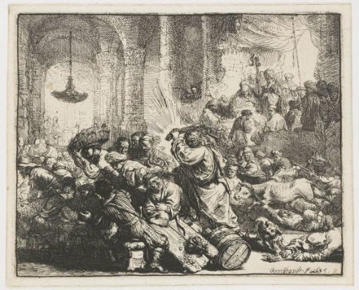 Christ driving the money changers from the temple