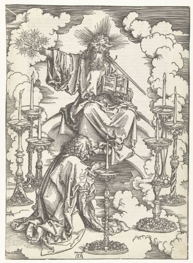 Saint John the Evangelist Kneels before Christ amidst Seven Candlesticks
