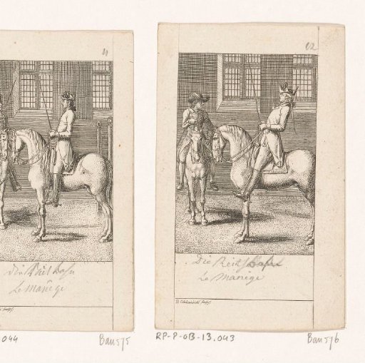 Two riders in a riding school