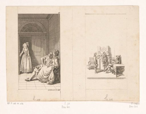 Gil Blas and Lucretia and vignette with Gil Blas before the Hereditary Prince Philip of Spain