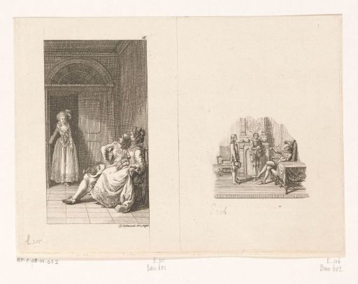 Gil Blas and Lucretia and vignette with Gil Blas before the Hereditary Prince Philip of Spain