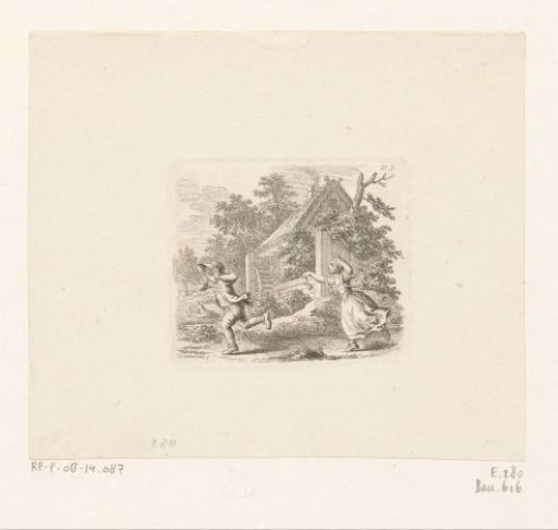 Betty chasing Fritz with a frog