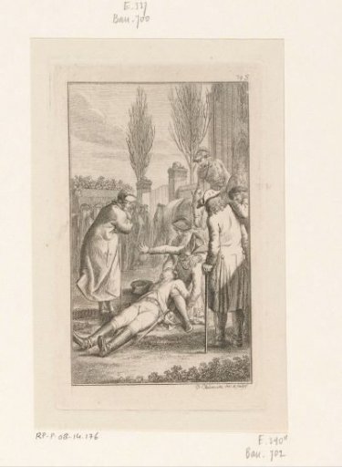 Brückner unconscious on the ground after seeing the funeral procession