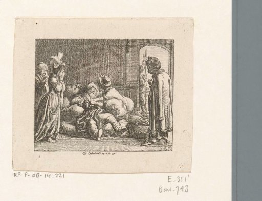 Nushirvan lies wounded on a cushion, surrounded by his weeping daughter and maids