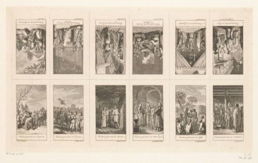 Twelve scenes with marriage customs of various peoples