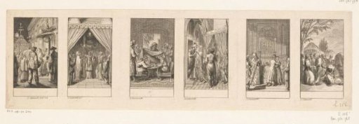Six scenes with marriage customs of various peoples