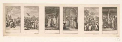 Six scenes with marriage customs of various peoples