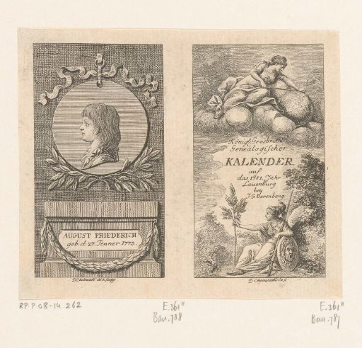 Portrait and title page for the Lauenburg calendar 1781